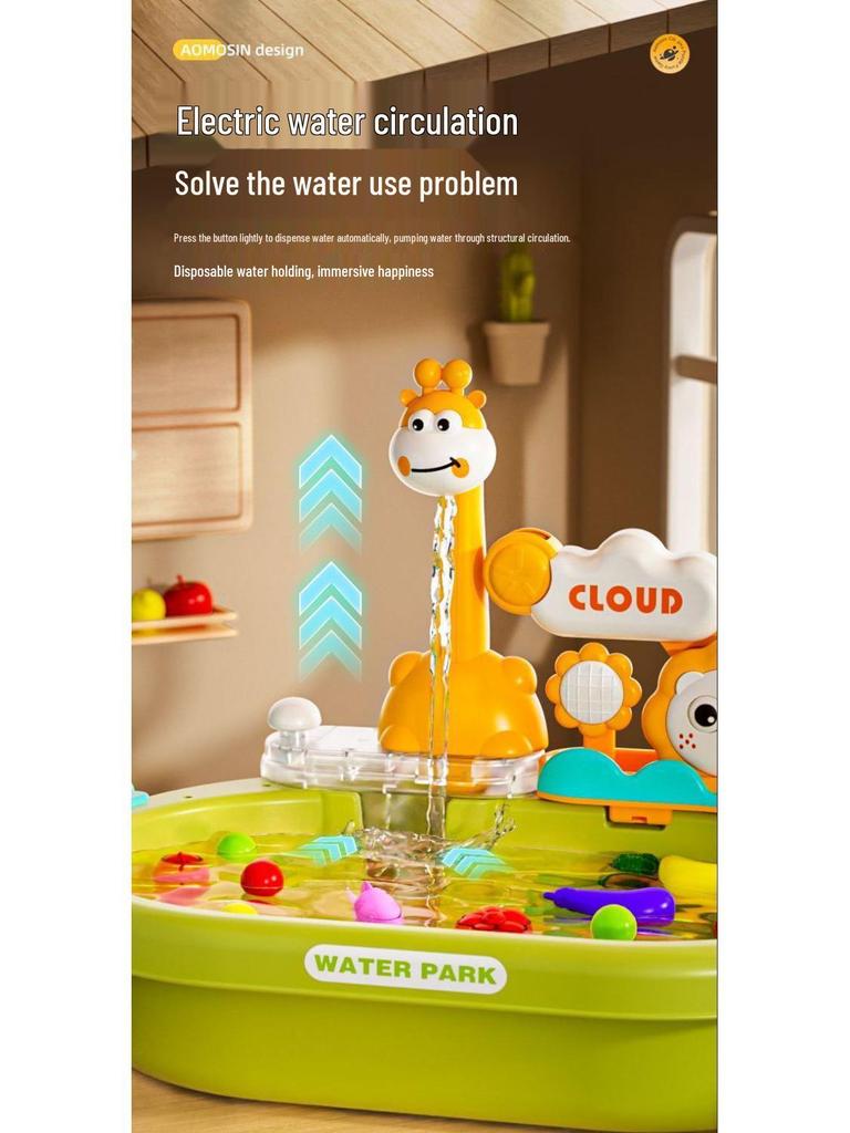 Montessori Kids' Dishwashing Sink Toy: Pretend Play Water Park with Circulating Faucet