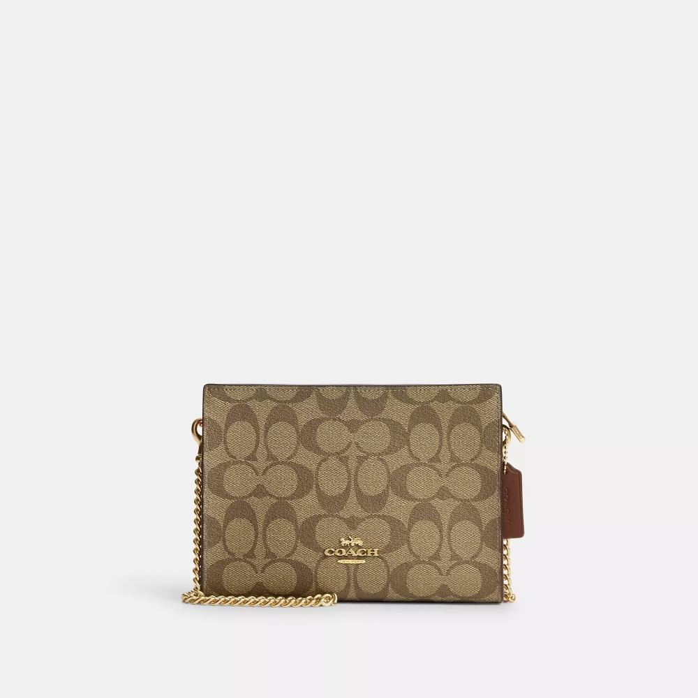 

Седло через плечо Coach Slim из канвы Signature цвета хаки золотистого цвета 2