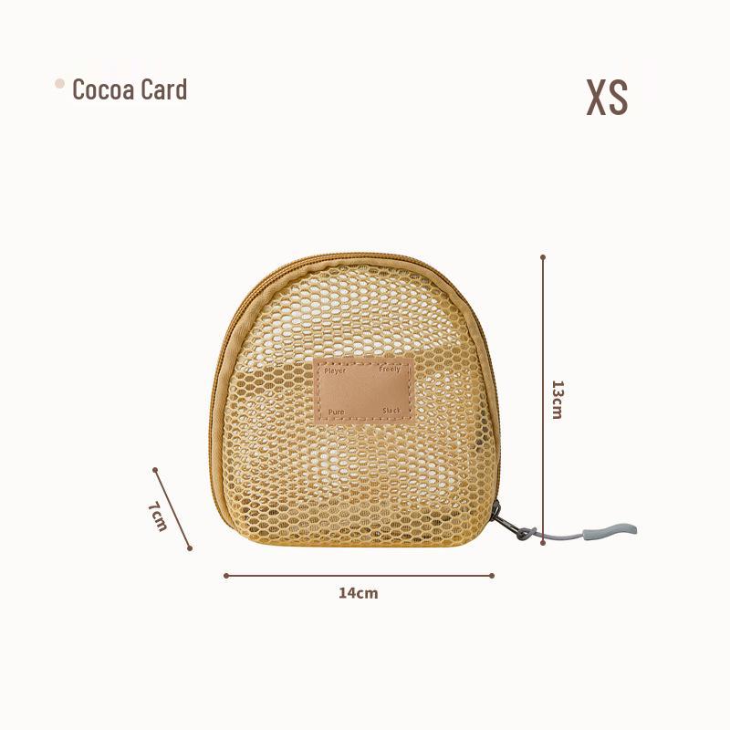 

Portable Half-Round Mesh Makeup Bag - Compact Travel Toiletry & Lipstick Organizer