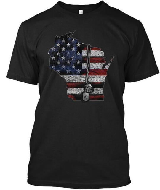 Wisconsin Honors Veterans T-Shirt Made in the USA Size S to 5XL M