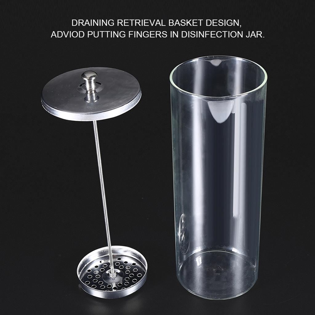 2 Types Disinfection Jar Sterilization Container Sanitizer Glass Jar Manicure Tools for Salon