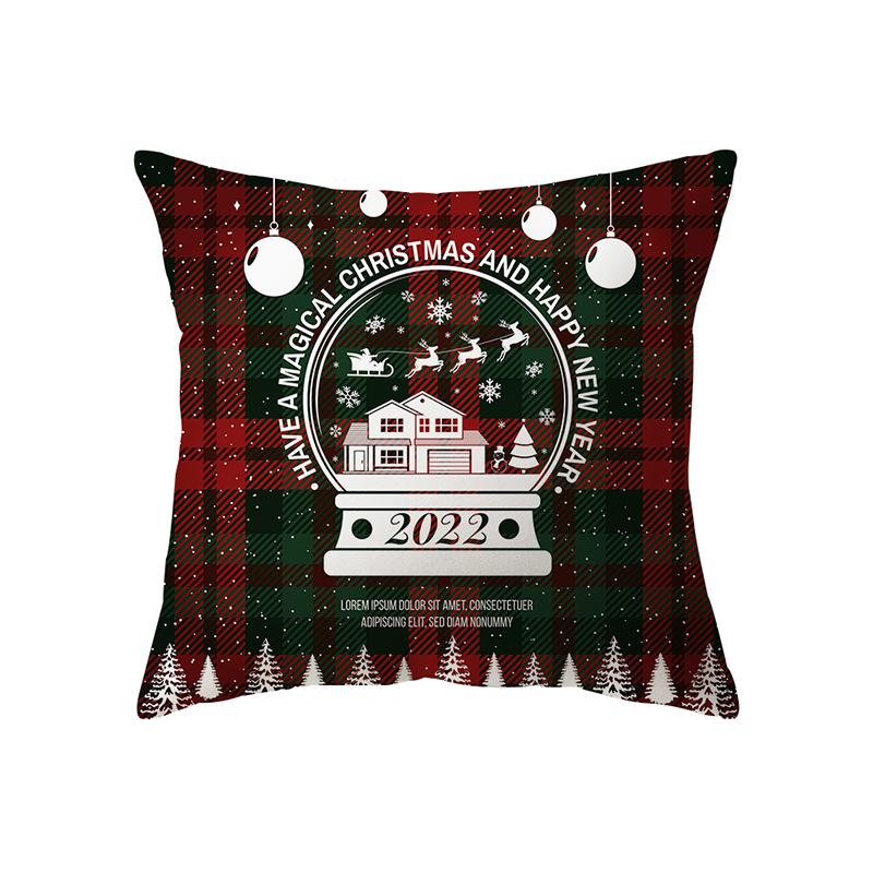 Christmas Theme Elk Print Pattern Cushion Cover Home Living Room Sofa Decoration Square Polyester Pillow Pillow Cover
