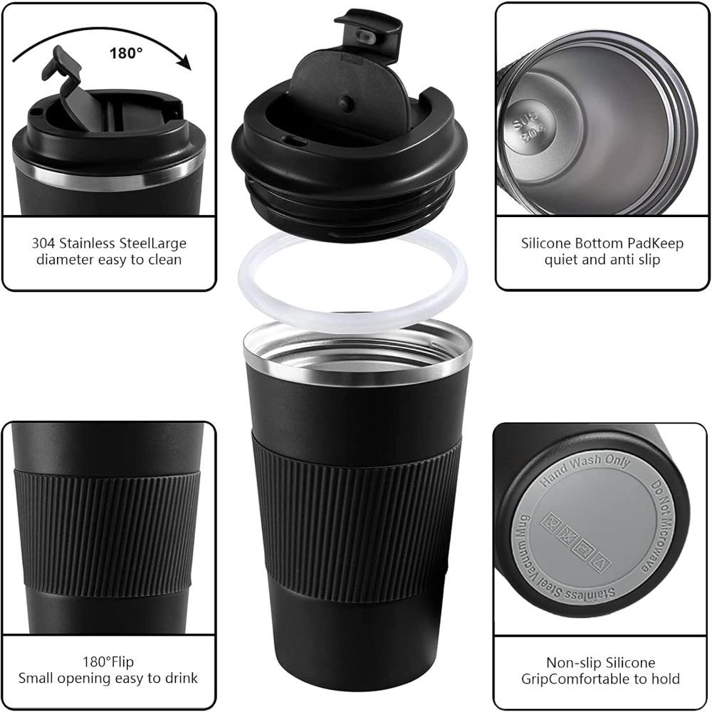 12 Oz Coffee Mug, Travel Stainless Steel Insulated Coffee Mug with Lid, Spill Proof, Suitable for Hot and Cold Drinks, Reusable