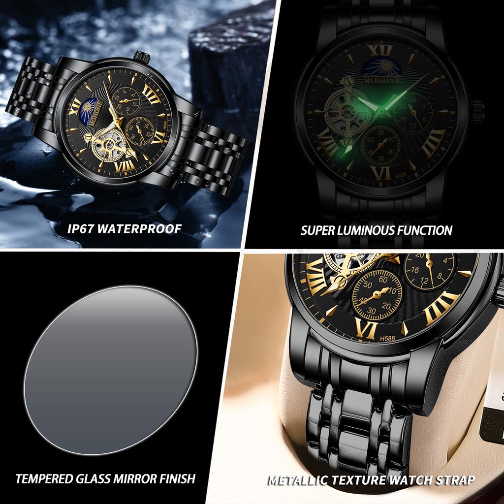 BINBOND Skeleton Reloj Mechanical Wristwatches For Men Luxury Luminous Waterproof Precise Automatic Tourbillon Men's Watch