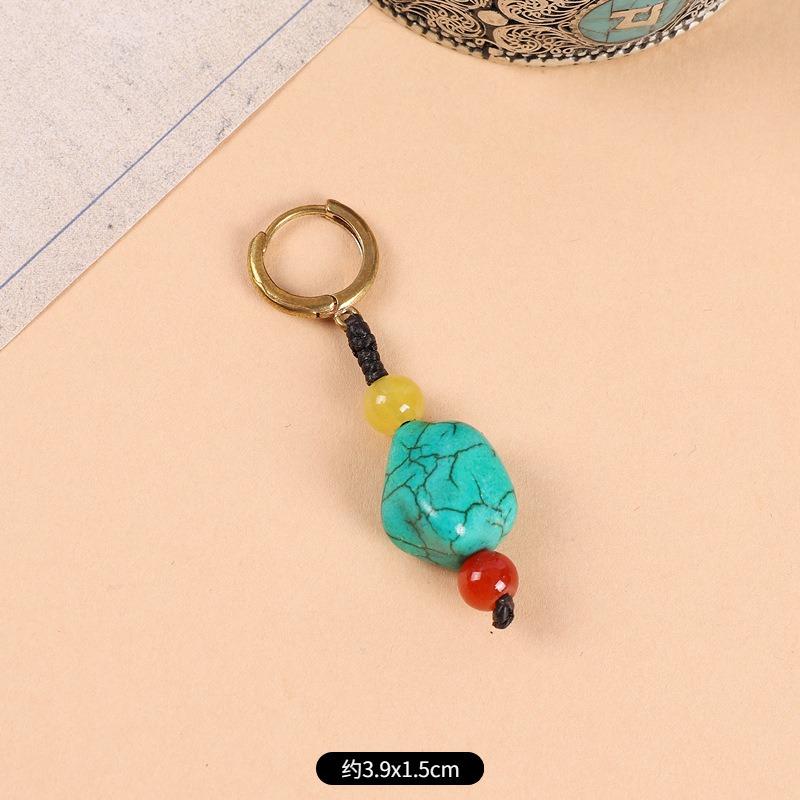

Original design woven turquoise earrings Tibetan style few ear buckles retro earrings Ding Zhen Tibetan earrings