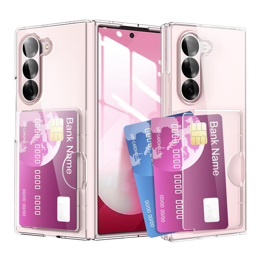 Samsung Z Fold7 Transparent Card Holder & Stand Case - Frosted Protective Design for Foldable Screen