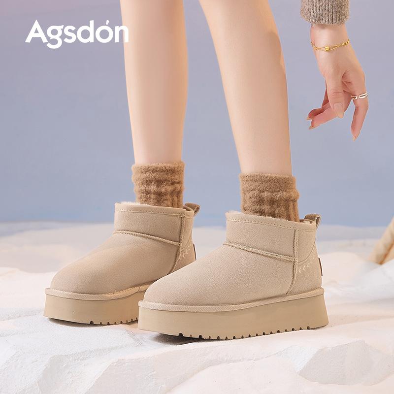 Augustus platform snow boots women's 2025 new autumn and winter piled thickened wool cotton shoes casual outer short boots