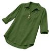 Women's Seven-Sleeve Cotton Linen Lapel Shirt - Solid Color, Casual, Breathable