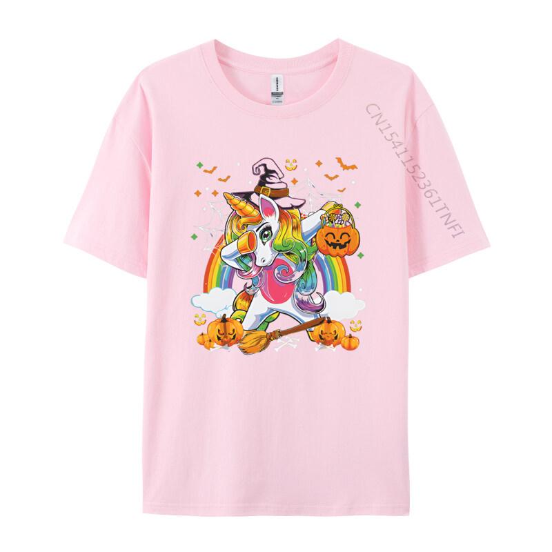 Halloween Pumpkin Fall Dabbing Unicorn Tshirts Funny Printed Tops Tees Cotton Fabric TShirt for Men Casual