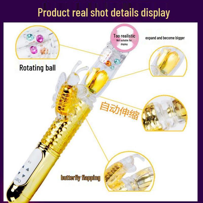 Women's Rechargeable Telescopic Rotating Bead Vibrator - Attracts Bees, Butterflies, and Provides Soothing Massage for Erotic Pleasure.