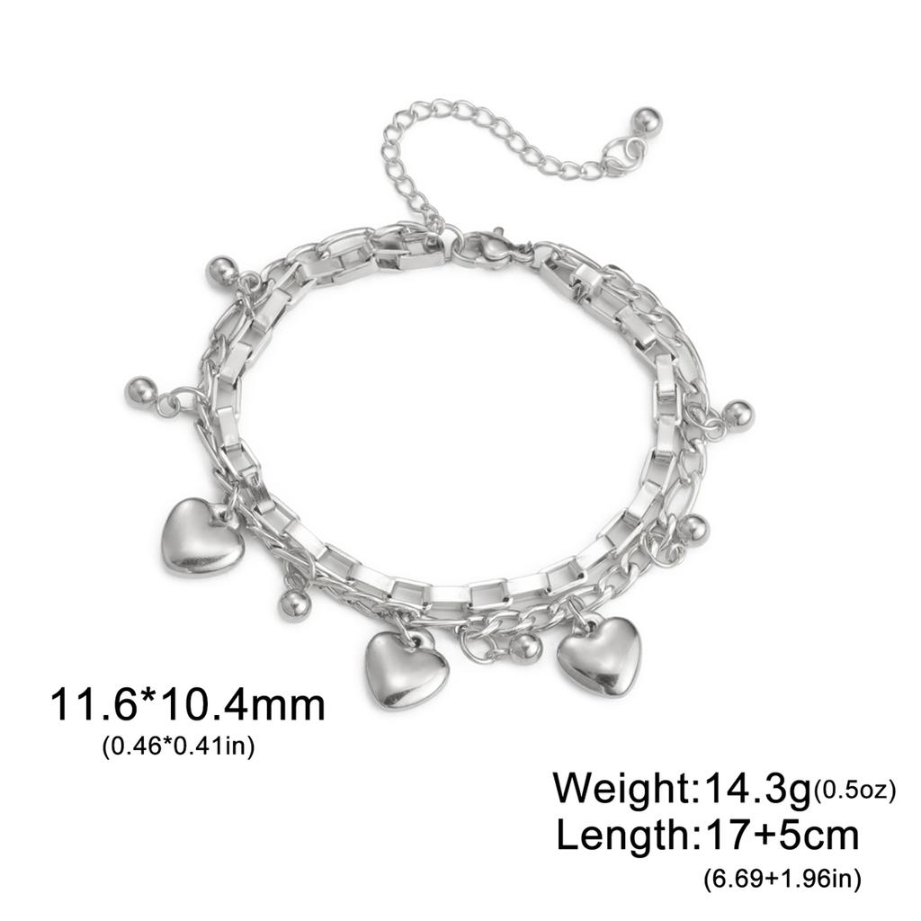 EUEAVAN Minimalist Love Pendant Bracelet for Women Stainless Steel Romantic Fat Heart Bracelets Festival Jewelry Gifts Wholesale