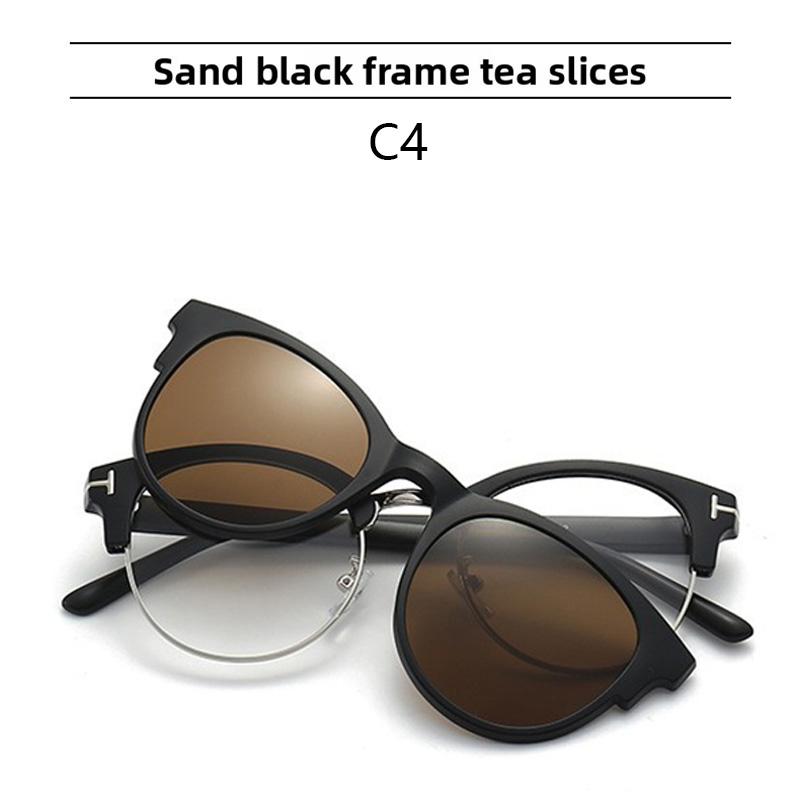 Sun Glasses Glasses Clip-on Magnetic Attachable UV Protection Fashionable Colorful Sunglasses Ladies Myopia Eyeglasses Spectacle Frame Frame