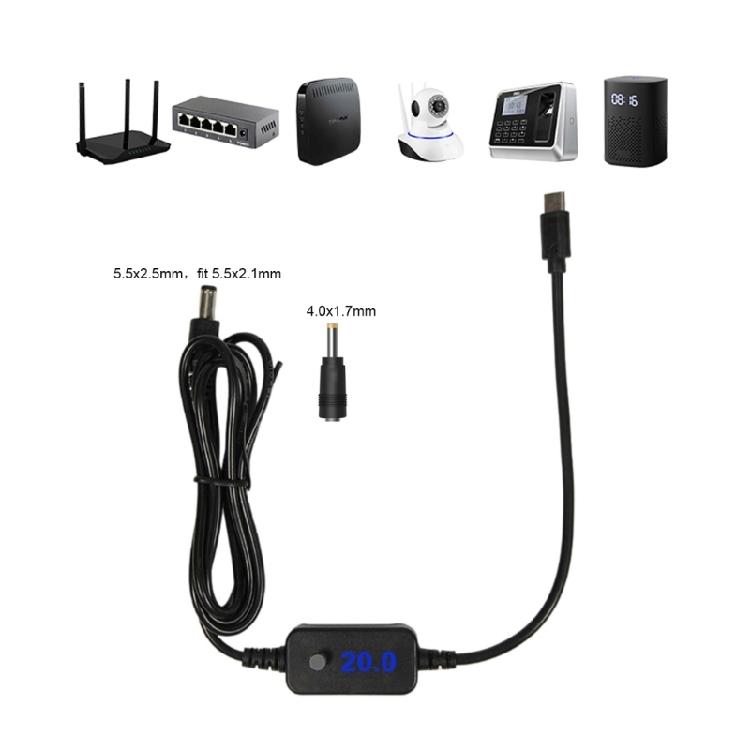 Type C To DC5525 Power Cord With Adjustment Voltages And Connectors Multiple Devices Compatible