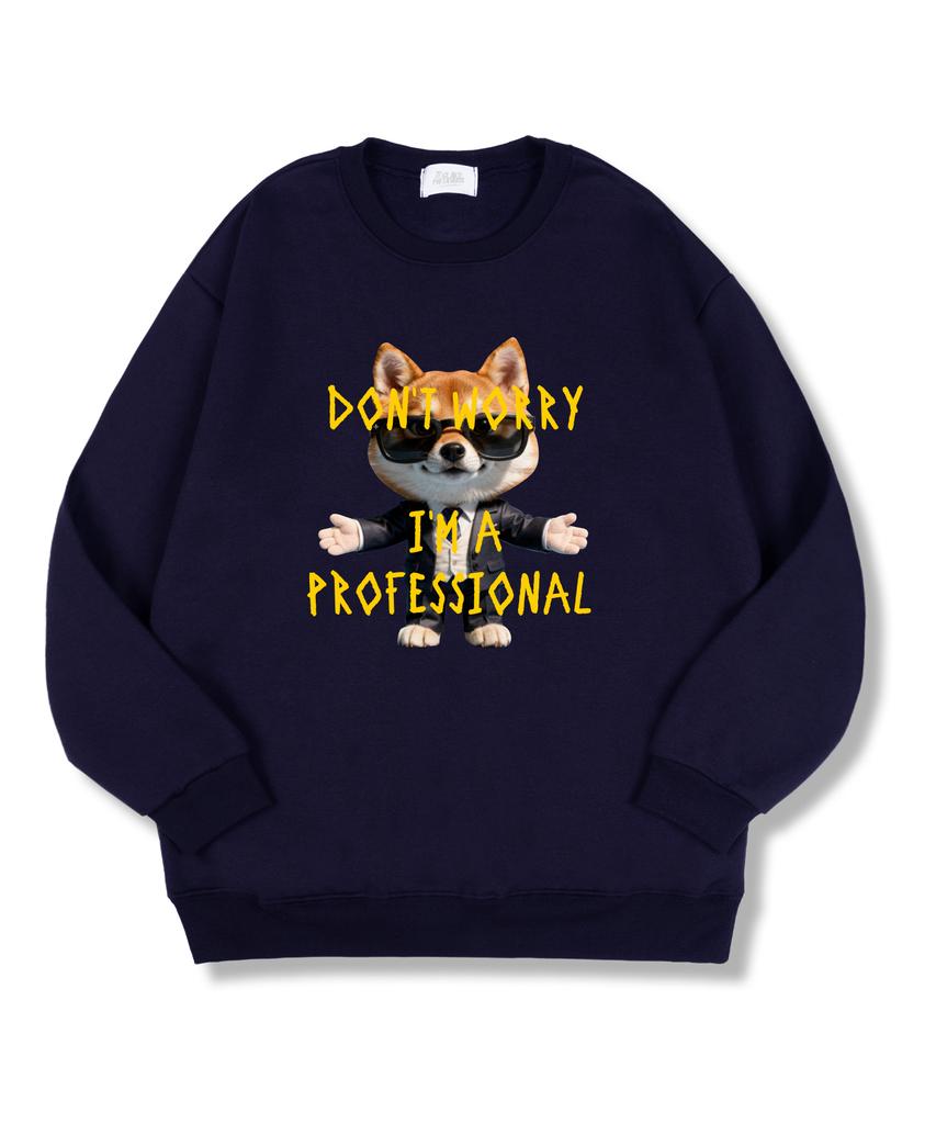 TI.GLAKE Don'T Worry Oversized Double-Sided Sweatshirt Navy