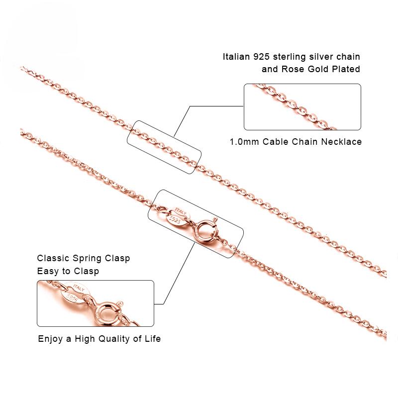 Rinntin Rose Gold 925 Sterling Silber Mode Kabel Link Ketten Halskette für Frauen Dünne Halskette Zubehör Schmuck SC06