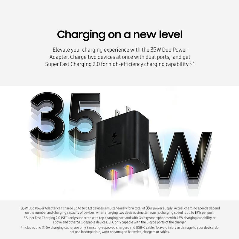 PD35W Dual USB Charger for Samsung S24/S25/Note20 Ultra - US/EU Standard Fast Charging Adapter