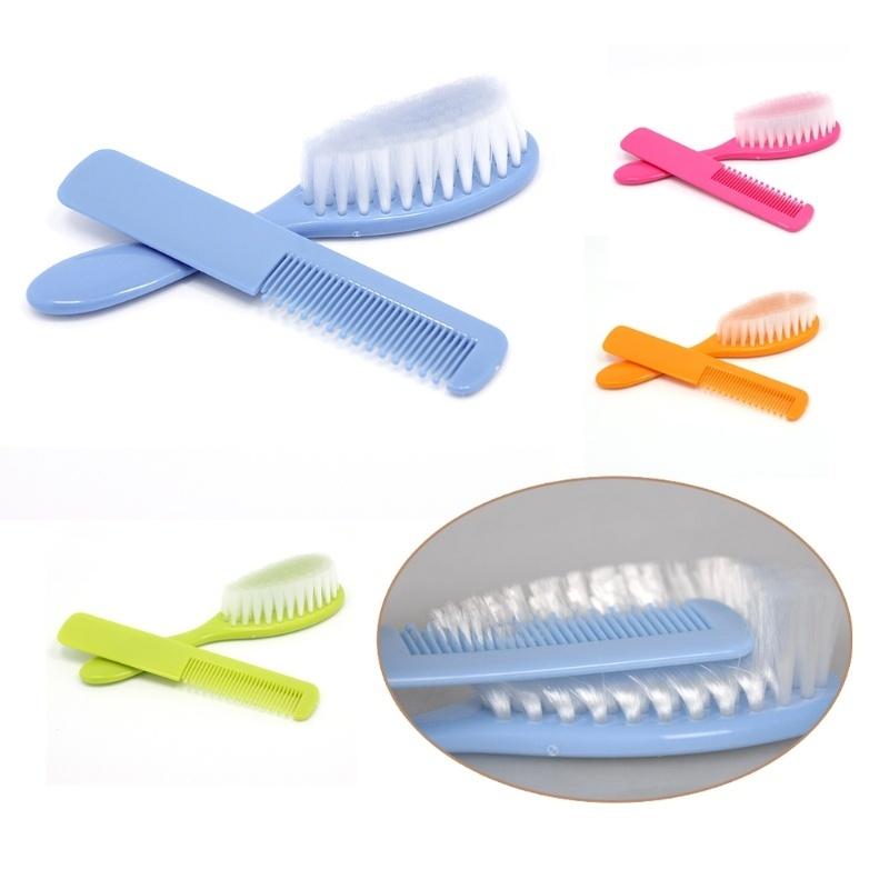 2pcs Baby Safety Soft Hair Brushes Set Comb Package Preparation (Color Random)