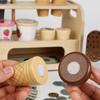 Wooden Ice Cream Counter Playset - Includes Ice Cream Cones Ice Cream Scoop And Toppings Montessori Pretend Play Food Toys Kids
