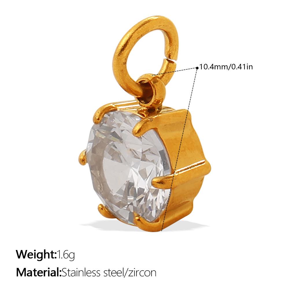 Yori 2Pcs Stainless Steel Gold PVD Plated Cubic Zirconia Pendant for DIY Necklace Bracelet Earring Jewelry Making Accessories