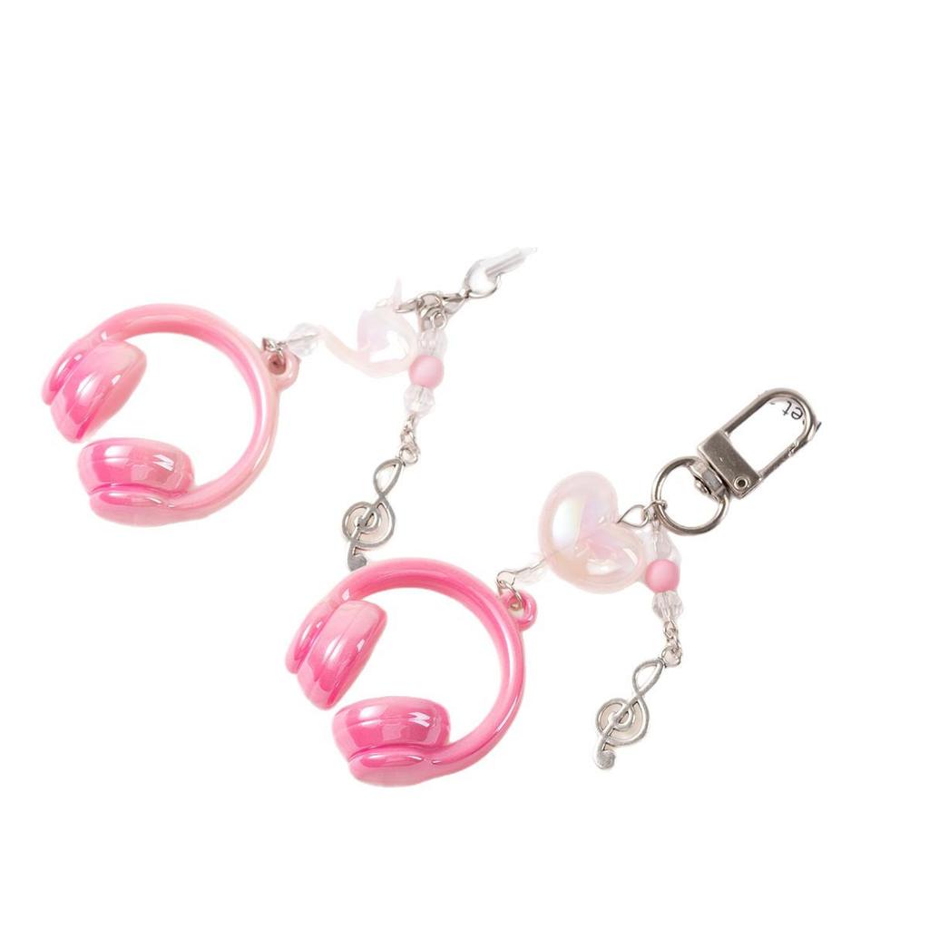 Creative 3D Music Earphones Acrylic Keychain and Schoolbag Charm