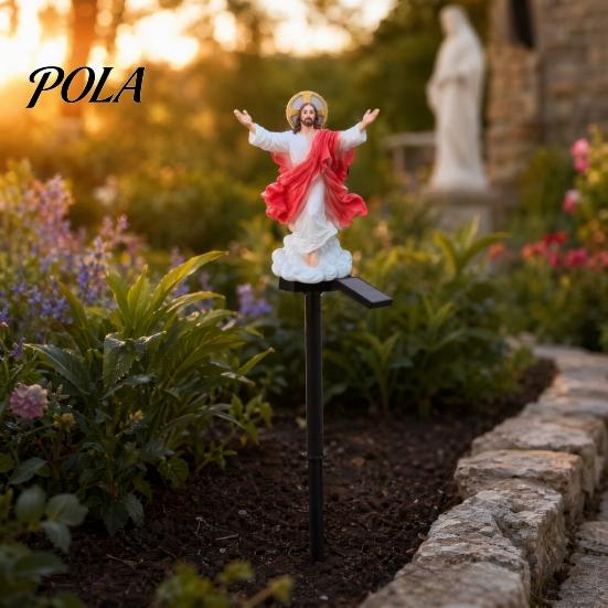 Peaceful Backyard Religious Decor Jesus Statue Solar Light, Garden Outdoor Waterproof Lighted Gifts for Figurine, Pathway Light Yard Lawn Patio