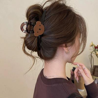 Pinza per Capelli Design Orsetto Gatto Biscotto Cartone Animato Senza Pressione Presa Forte Fermaglio per Capelli Taglia Grande Parte Posteriore della Testa Pinza a Squalo Accessorio per Capelli