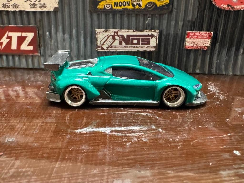 Metallic green Lamborghini Temerario minicar