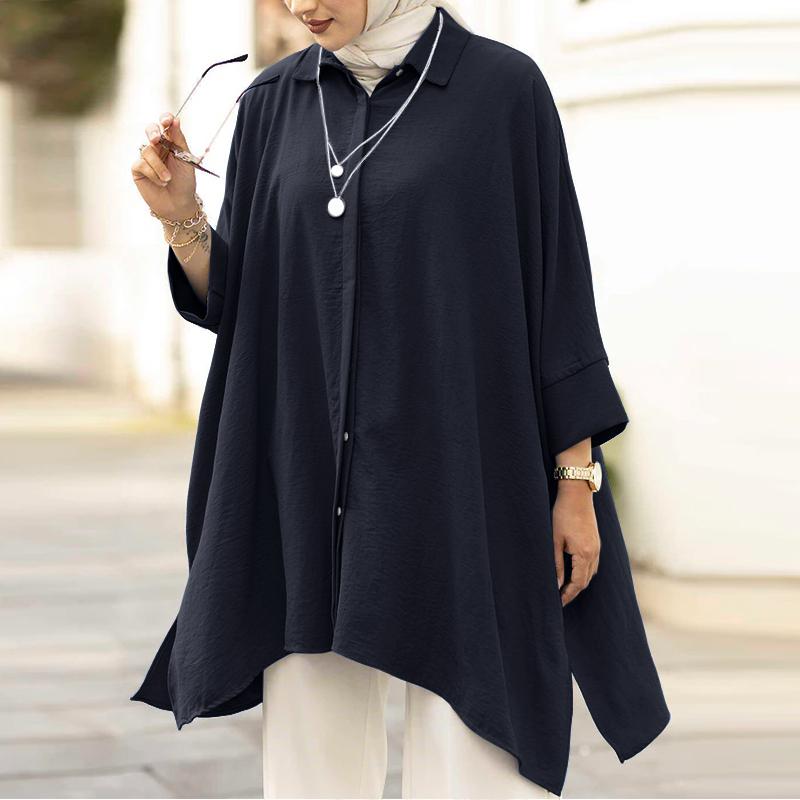 

ZANZEA Женская повседневная блузка с отложным воротником и длинными рукавами 2XL