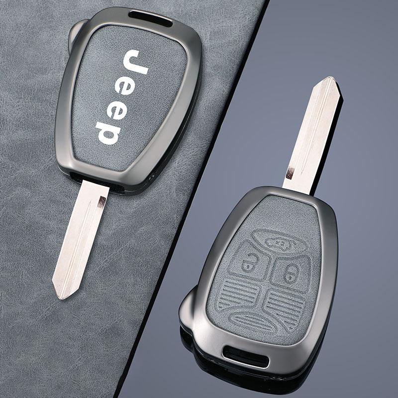 Metal Leather Car Key Case Cover for Jeep 300C Avenger Sebring Chrysler 200 Aspen Dodge Charger Commander Grand Cherokee Liberty