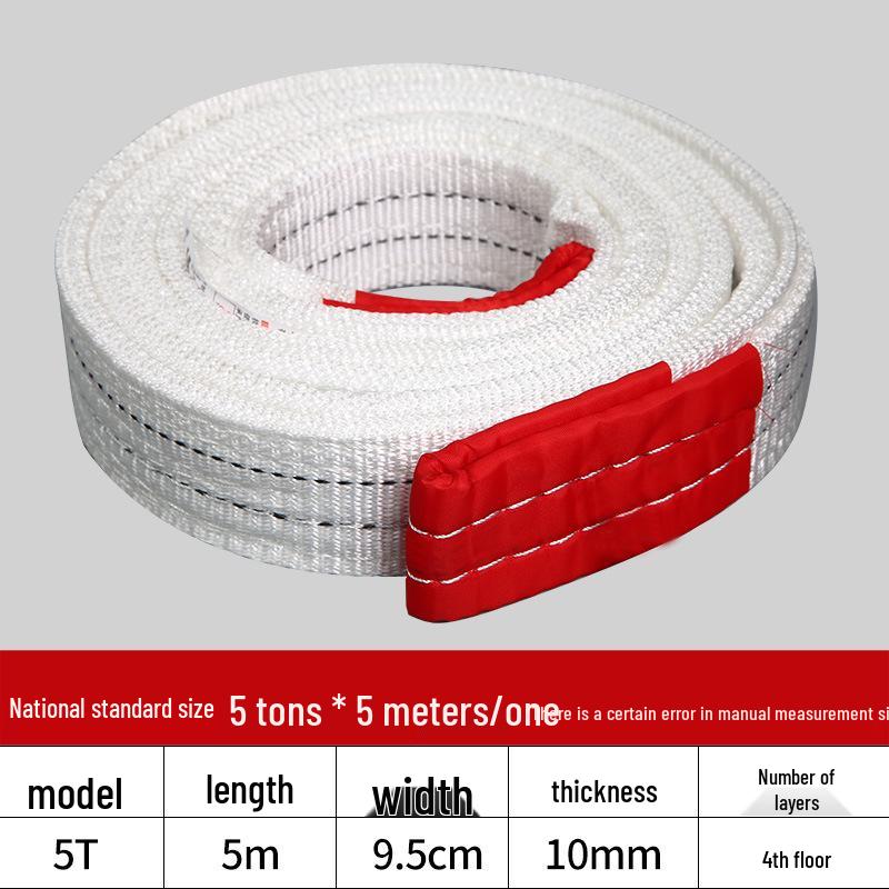 Przemysłowy Biały Płaski Pasowy Zawiesie Dźwigowe Holownicze, Zawiesie Do Podnoszenia o Udźwigu 2/3/5/10 Ton, Dostępne w Długościach 6/8 Metrów