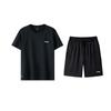 Plain Round Neck Pullover Short Sleeve T-Shirt Logo Print Simple Lightweight Breathable Shorts Casual Sports Suit ATST641-1+AKSV843-1