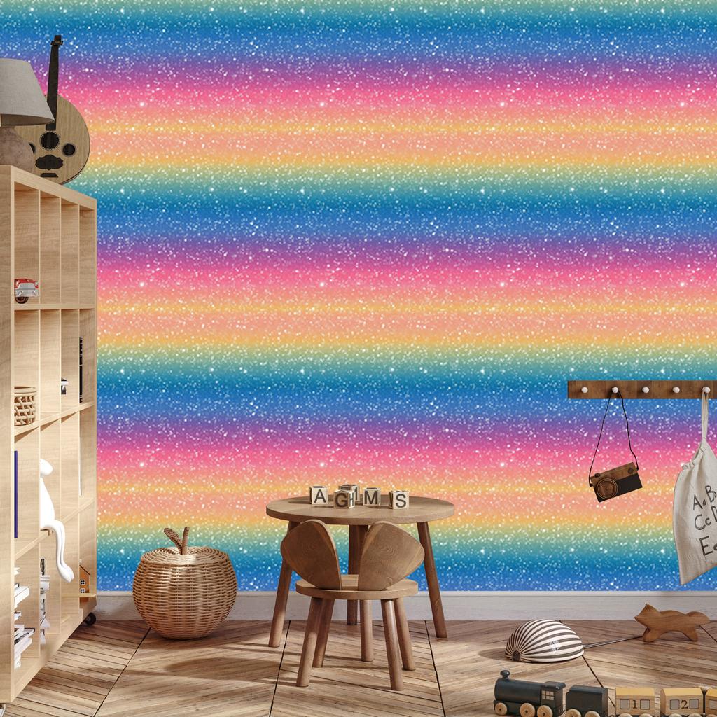 Glitter wallpaper in blue, peach, powder pink and cream 50x1000