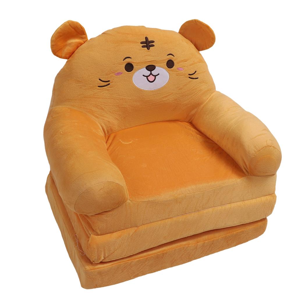 Kids Folding Sofa Plush Fabric Sponge Cartoon Pattern Toddler Flip Open Couch for Rest Reading