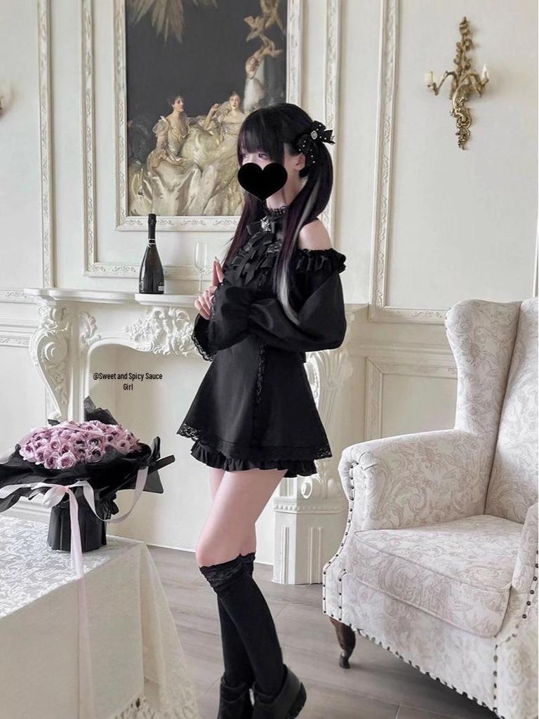 Japoński Mundurek JK Y2K Goth Bez Rękawów Zestaw: Spódnica z wysokim stanem i plisami oraz top z długim rękawem dla kobiet.