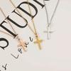 10pcs Stainless Steel Cross Pendant Necklace for Men Boys Gold Plated Silver Simple Fashionable Jewelry Beach Party
