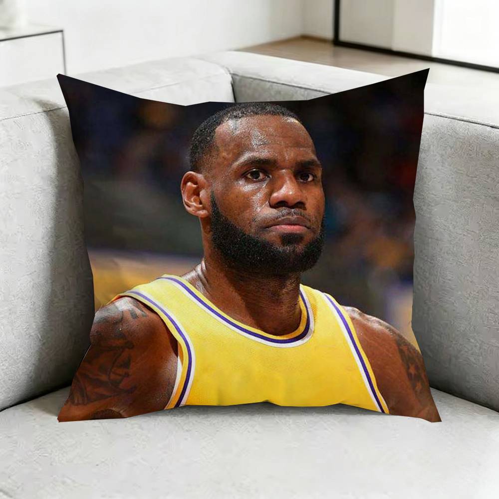 LeBron JJames כרית כדורסל מרובעת כיסוי כרית דו-צדדי לספה כיסוי כרית לחדר שינה ליד המיטה מתנה