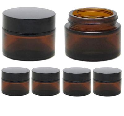 Fogman Cream Container Glass Cream with Inner Set of 30 [Bulk Purchase] 30g, Light-Blocking Jar, Refillable, Lid, Brown,