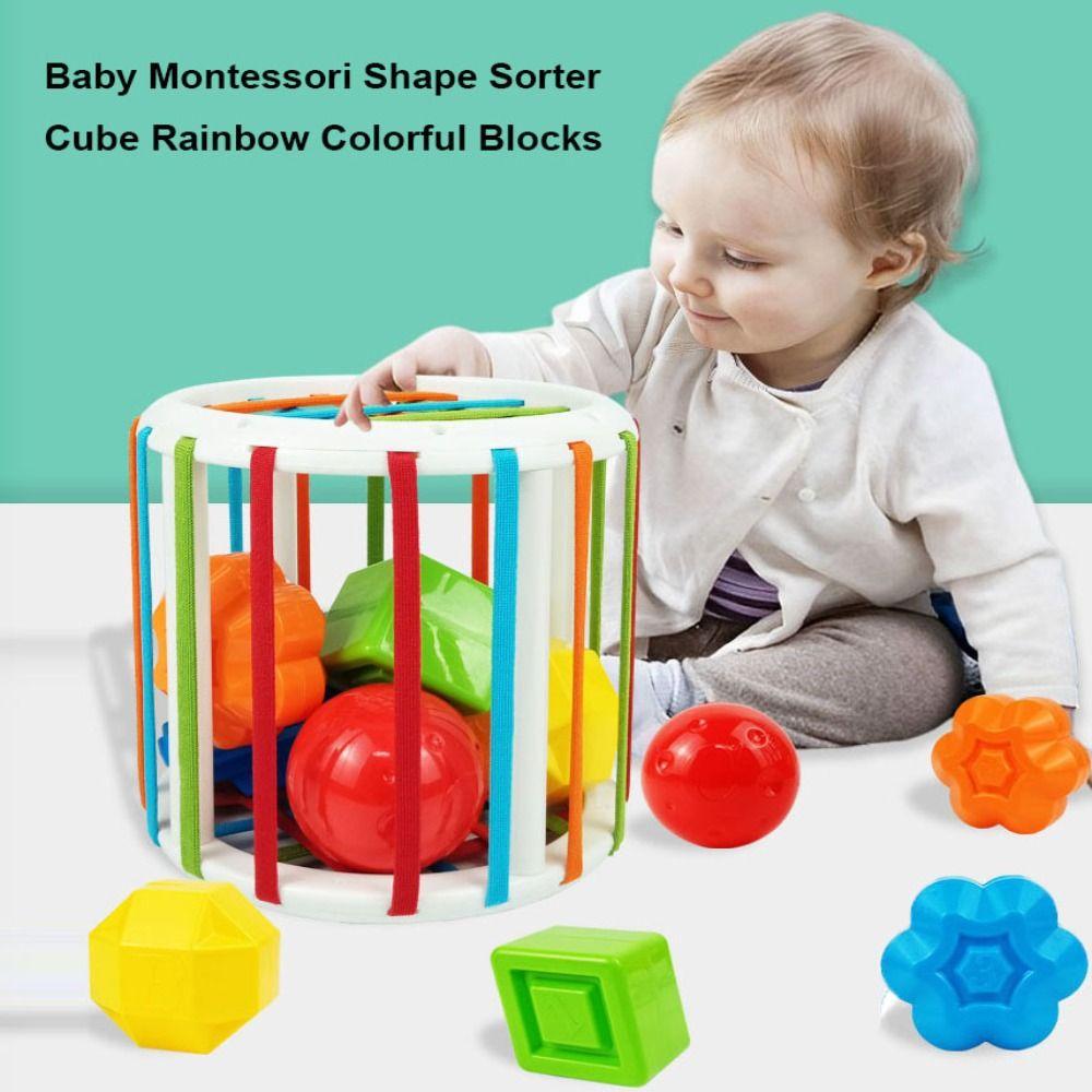 Blocks 5 Styles Baby Montessori Shape Sorter Cube Plastic Sorting Game Rainbow Colorful Early Education