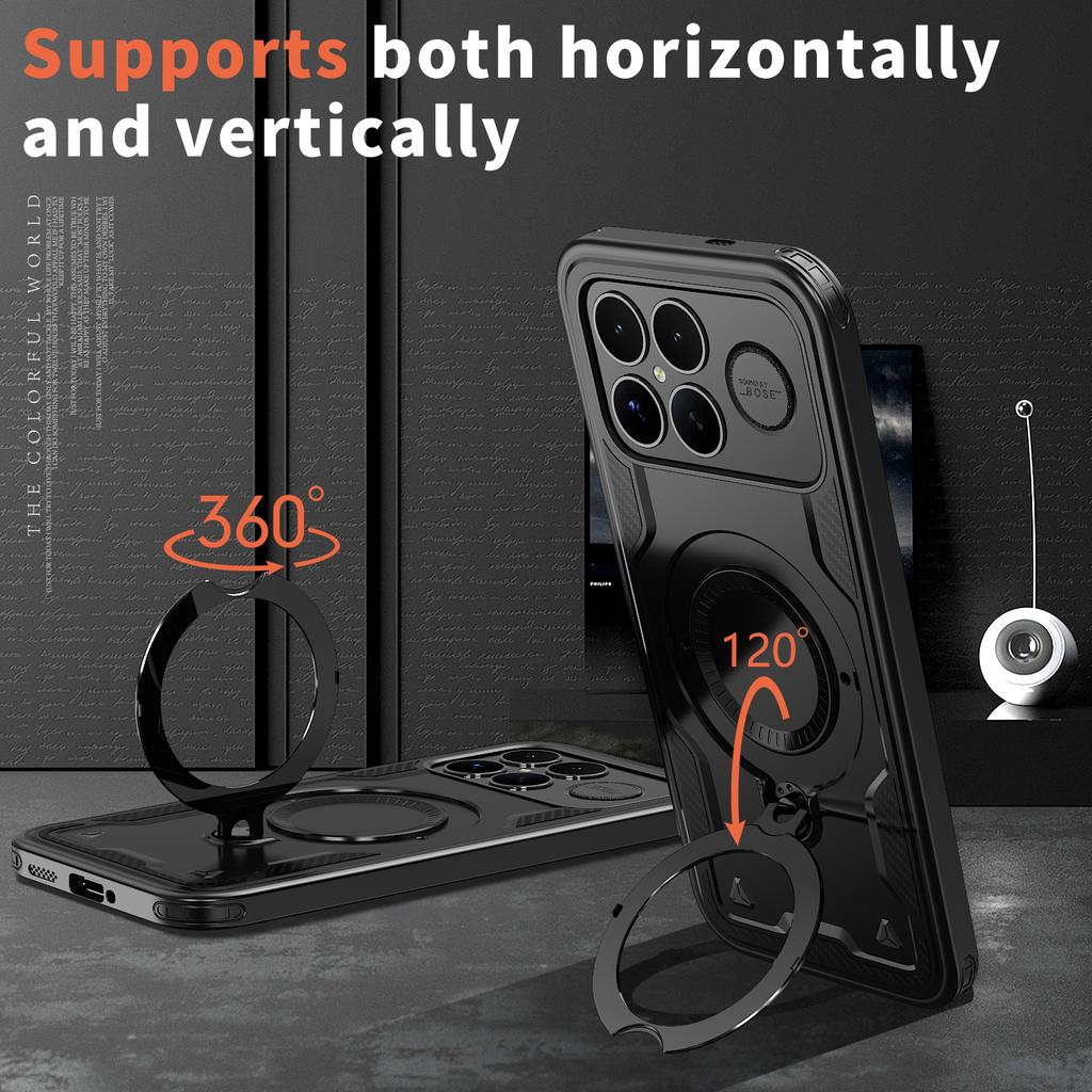 Armor Shockproof Case Fundas For Xiaomi Poco F8 Pro Ultra Redmi K90Pro Max 360° Rotating Magnetic Stand TPU Plastic Phone Cover