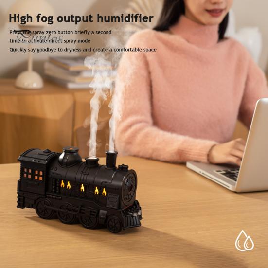 Essential Oil Sprayer for Relaxation Vintage Steam Train Aroma Diffuser, 300ml Ultrasonic Cool Mist Humidifier with Dual Automatic Power Off