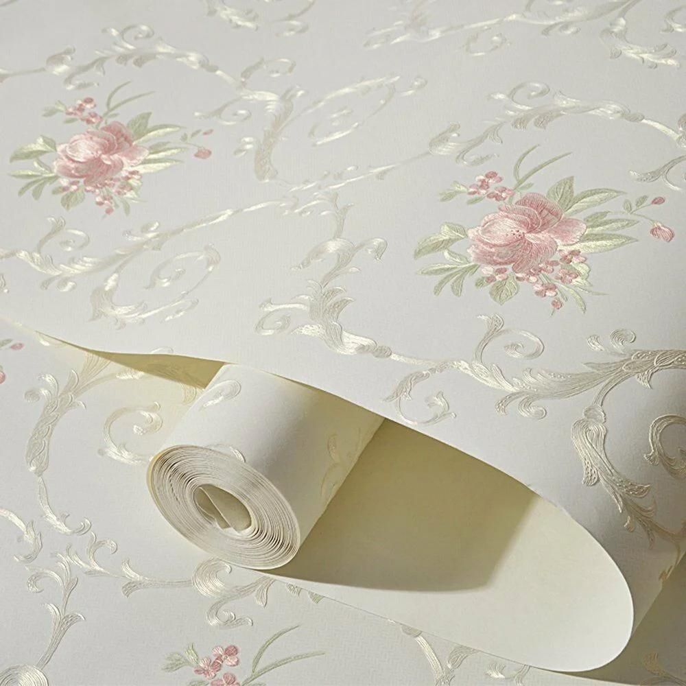 European Self-adhesive Non-woven Wallpaper 3d Garden Flower Warm Bedroom Living Room Wall Paper Home Decor Luxury Wall Stickers