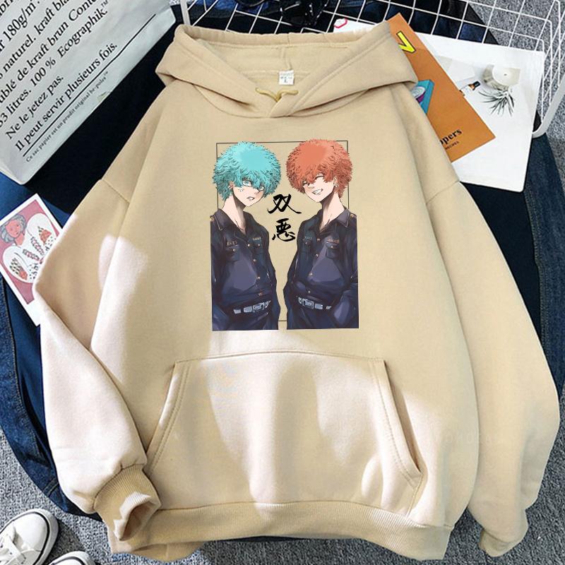 Japanese Anime Tokyo Revengers Harajuku Hoodies Manga Nahoya Kawata And Souya Kawata Twin Brothers Long Sleeve Sweatshirts