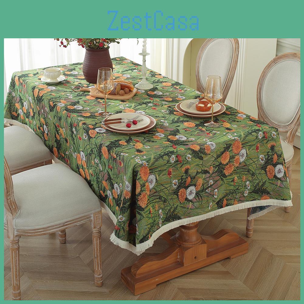 Painting Style Vintage Oil Tablecloth Tv Cabinet Cover Towel Jacquard Cotton Linen Cover Cloth Household Rectangular Tablecloths