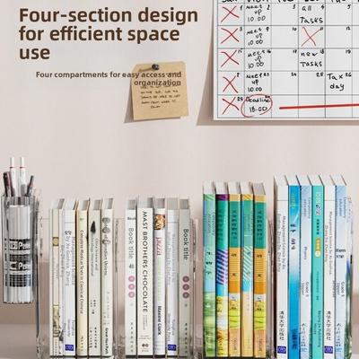 New Acrylic Book Stand Multi-compartment Multi-function Bookshelf Clear Thickened Book Storage Box School Supplies