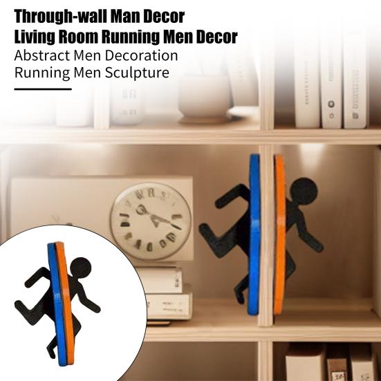 

2 шт./компл., бегущие сквозь стену мужские украшения для гостиной, ванной комнаты, домашнего офиса, бара, стены искусства, абстрактный человек, фигурка из смолы, статуя, скульптура