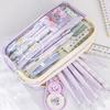 PU Leather+PVC Pencil Case Large Capacity Stationery Bag Stationery Organizer  School Office