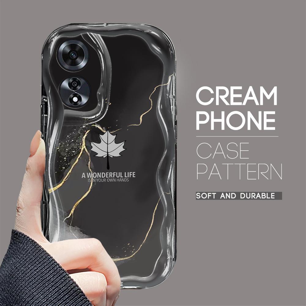 

Для OPPO A17 A18 A38 A58 A98 Reno7 Z 8Z 8T 11F 11 Pro Realme 12 Lite 12 Pro C30 кленовый лист мраморный узор кремовая текстура мягкий чехол для телефона TPU OPPO A17 чёрный