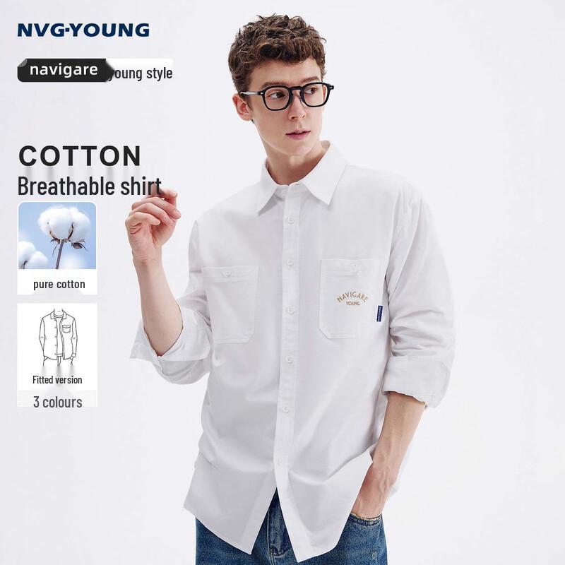 NVG.YOUNG Men s Cotton Lightweight Long-Sleeve Casual Shirt M