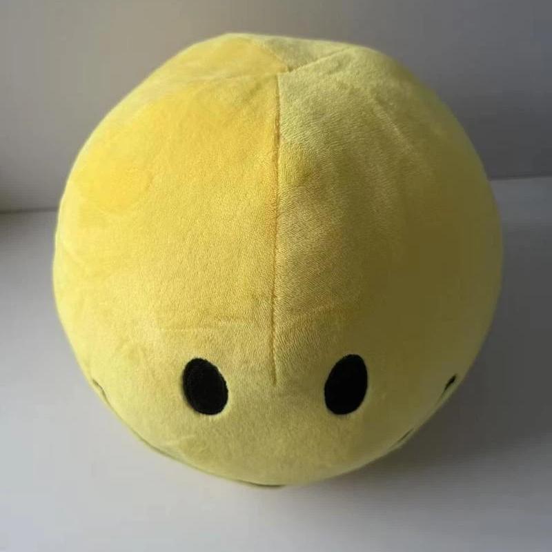 Oversized Yellow Round Smiley Face Cuddly Cushion Embroidery Joyful Face Figure Silky Soft Companion Furry Toss Pad Room Display Surprise