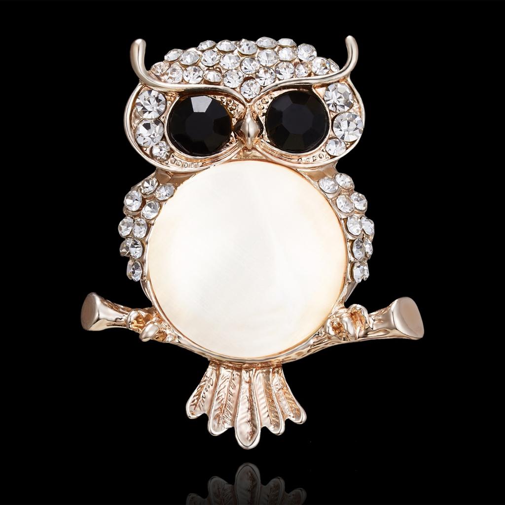 Exquisite Wearing Crown Opal Cat Brooch For Women Men Elegant Crystal Lovely Cartoon Kitten Owl Buckle Lapel Pins Party Jewelry